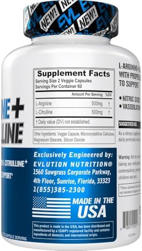 Evlution Nutrition nitric oxide supplement label details