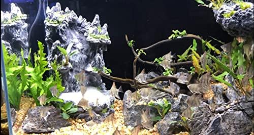 Side profile of sand waterfall flowing in aquarium
