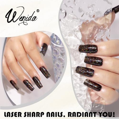 Close up of laser black glitter gel texture