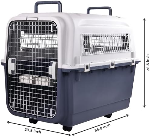 Hard sided pet kennel featuring four side ventilation and stay dry moat