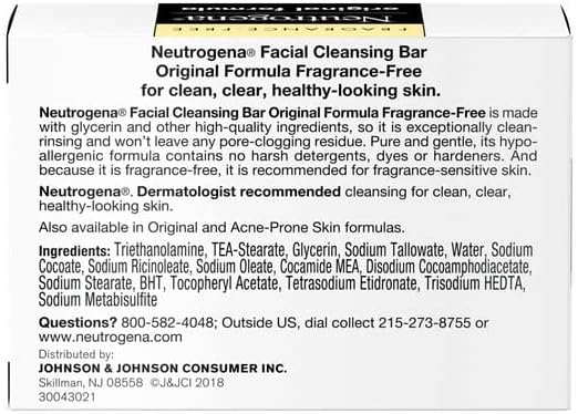 Unscented facial soap lathers gently and rinses clean for clear skin