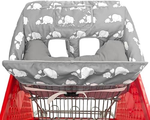 Love and go gray elephant cotton padded baby seat protector folded inside carry bag