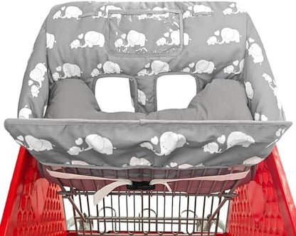 Love and go gray elephant cotton padded baby seat protector folded inside carry bag