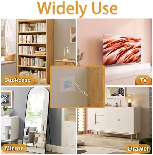 No-drill adhesive metal plates on the back of a flat-screen television for secure anchoring.