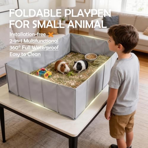 MEEXPAWS Small Animal Playpen, Foldable Hamster Guinea Pig Playpen for Indoors or Travel Large, 40" x 28" x 13", Waterproof, No Assembly Portable Guinea Pig Enclosure, Plastic Rat Ferret Play Pen - Image 6