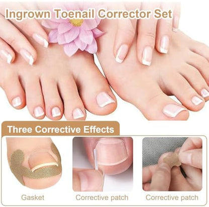Back packaging view of the professional foot care corrector set showing product specifications and contents