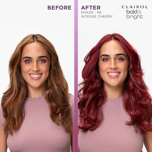Clairol 28 Wild Blackberry intense vibrancy hair color results chart shown on back of box.