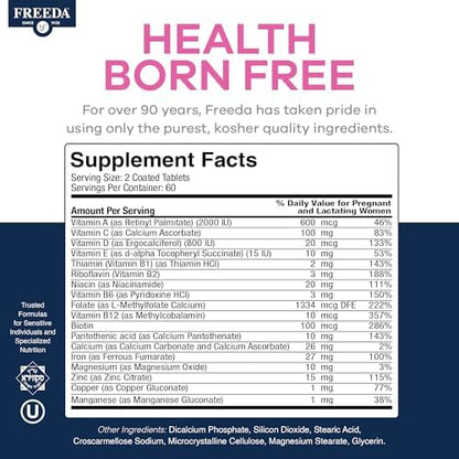 Professional studio shot of Freeda Mini Prenatal vitamins