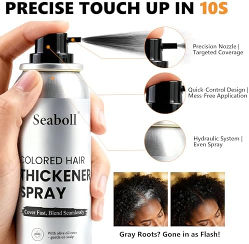 Seaboll hair concealer spray showing gray hair coverage result