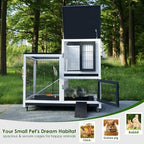 Bunny Hutch Indoor Rabbit Cage Outdoor 2-Story Rabbit House with Urine Guards and 2 Removable Tray for Small Animals - Image 7