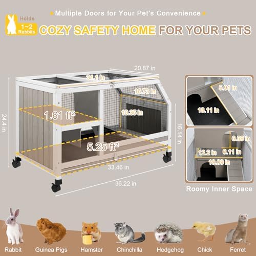 Ketive Rabbit Hutch Indoor - Weatherproof, Multi-Level, Easy Assembly, Lockable, and Comfortable - Image 3