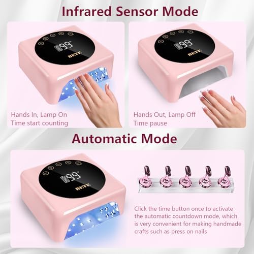 Side profile of portable pink LED nail curing light