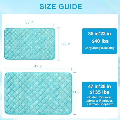 Thick pet self cooling mat placed inside a metal dog crate liner