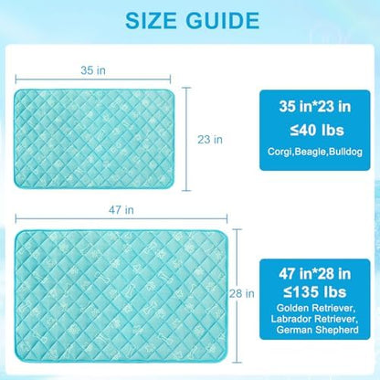 Thick pet self cooling mat placed inside a metal dog crate liner