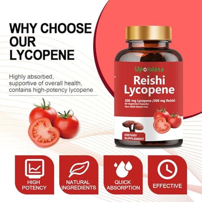 GANOHERB Lycopene supplement side panel featuring dietary attributes and usage instructions.
