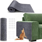 Trimmable dark grey pet carpet protector applied to couch corner