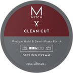 Paul Mitchell MITCH Clean Cut Styling Cream three ounce jar front view for men's premium grooming