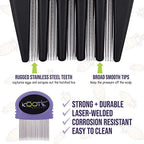 Premium USA imported metal nit extractor comb displayed from an angled side perspective.