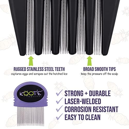 Premium USA imported metal nit extractor comb displayed from an angled side perspective.
