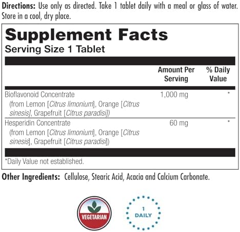 Side angle view of KAL Tri Flavonoid Complex bottle showing vegetarian supplement label details