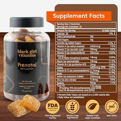 Top view of Black Girl Vitamins prenatal bottle packaging