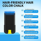 Close up of vibrant blue hair chalk results