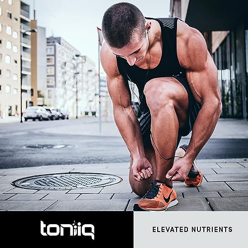 Close up of Toniiq HGH supplement packaging for authenticity
