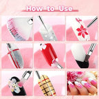 Pink handled nail art brushes and tools in a complete set