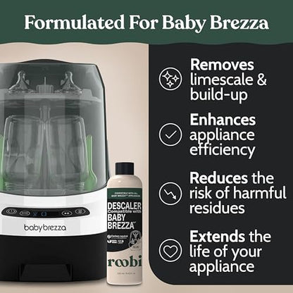 Back of Roobi descaling solution bottle with usage instructions