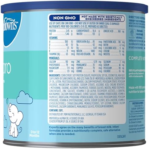 Good Start Soy-ease Pro lactose free plant-based formula nutrition facts label view.
