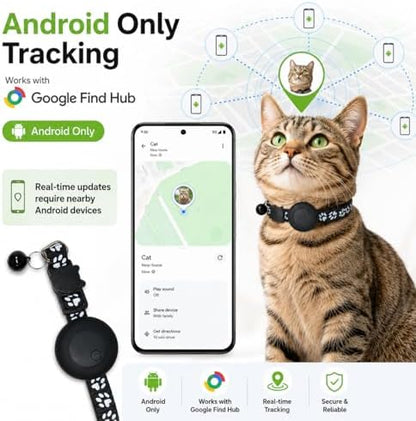 Side profile of the MDTZULIK pet tracker smart collar showing the lightweight secure buckle mechanism for felines.