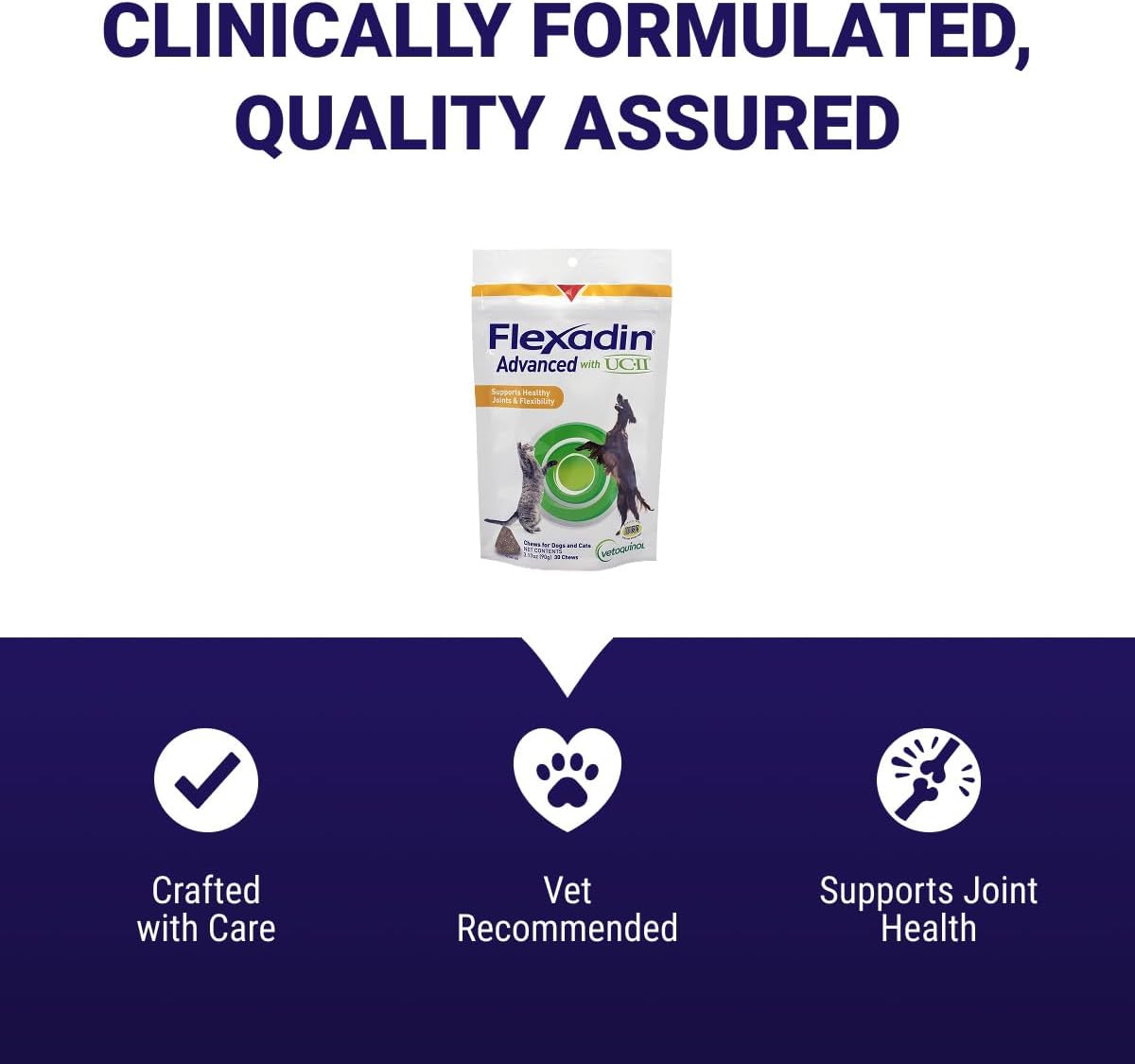 Vetoquinol Flexadin Advanced Hip and Joint Supplement with Undenatured Collagen for Dogs, One Chew a Day Hip and Joint Support Chew for Dogs and Cats, Clinically Proven Vet-Approved Formula, 30 Chews - Image 6