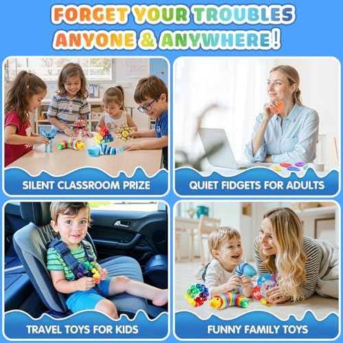 Hepoasky 13-piece sensory toy set arranged on a desk