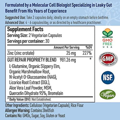 Liver Medic Leaky Gut Repair supplement label detail