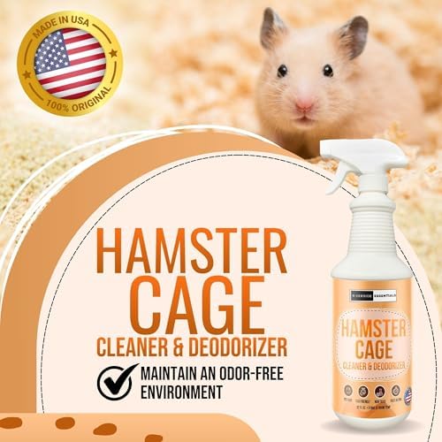 Pet safe non toxic hamster cage cleaner being applied to a plastic habitat base pan.