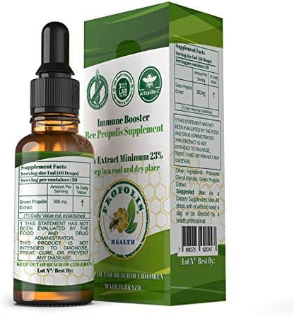 Propolis Health natural antioxidant drops supplement facts label displaying premium ingredients