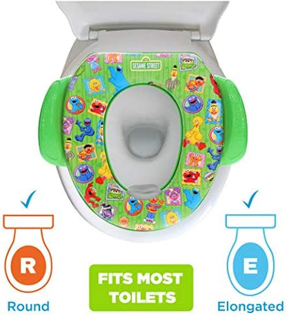 Sesame Street imported toilet training seat packaging featuring Cookie Monster and Big Bird