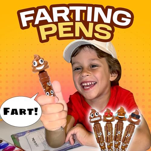Close up of the novelty poop emoji expression on the gag gift pen