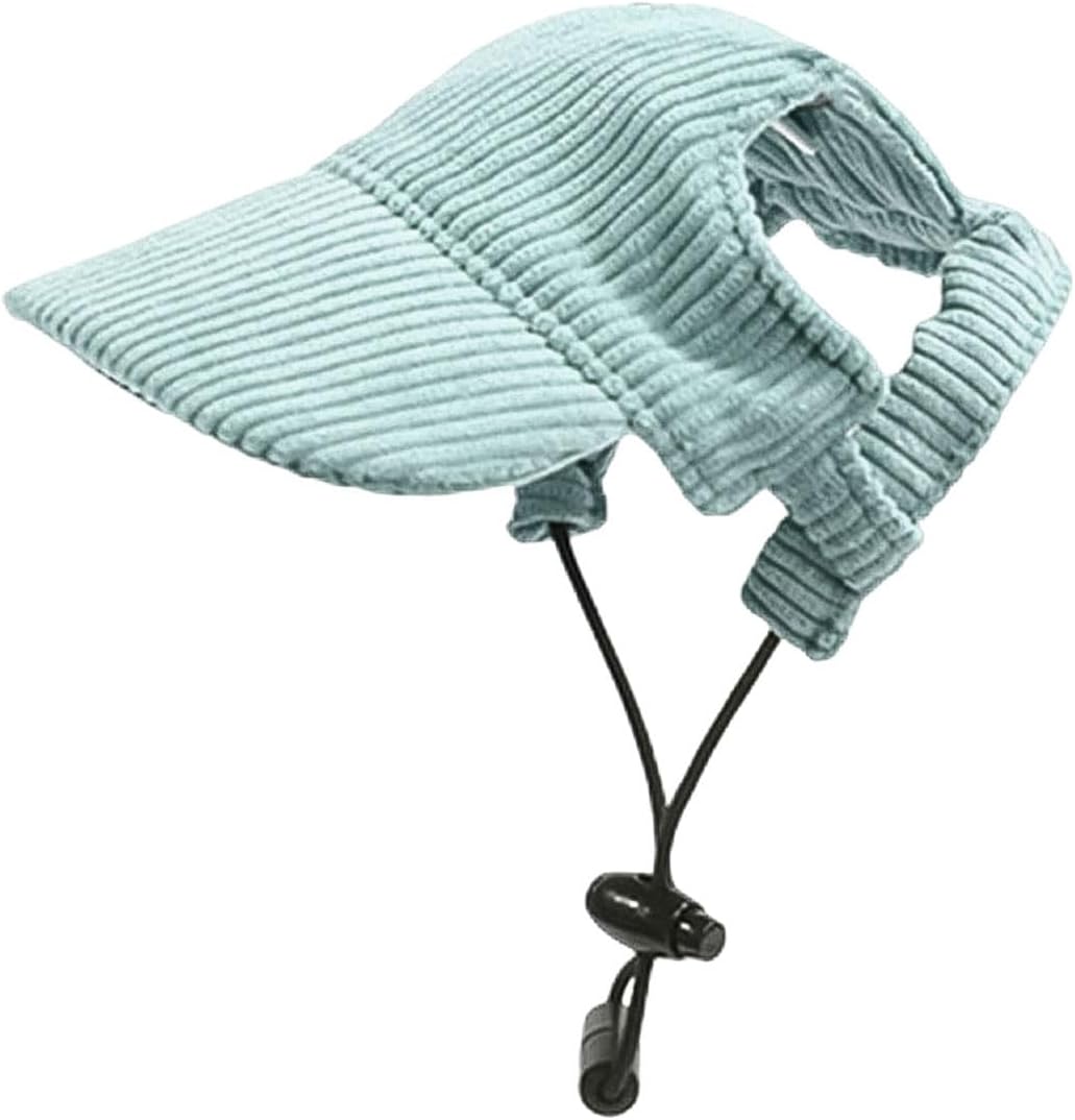 Dog Baseball Cap, Dog Cat Summer Beach Visor Hat with Ear Holes, Adjustable Puppy Sunbonnet Headdress (Blue, Large) - Image 9
