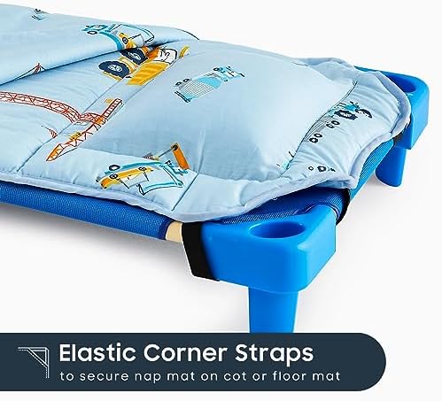 Wake In Cloud boys travel nap mat with removable pillow insert half exposed