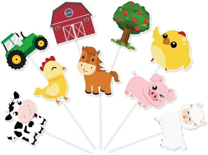 Wernnsai farm animal cupcake toppers set front view