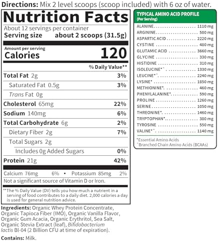 Vanilla whey protein shake mix with no added hormones antibiotics or sugars
