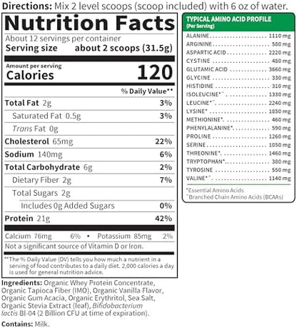 Vanilla whey protein shake mix with no added hormones antibiotics or sugars