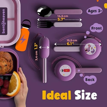 Bentoheaven kids flatware set for school lunch box