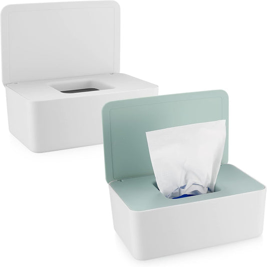 XhjzgcTech diaper wipes dispenser set front view white and green containers