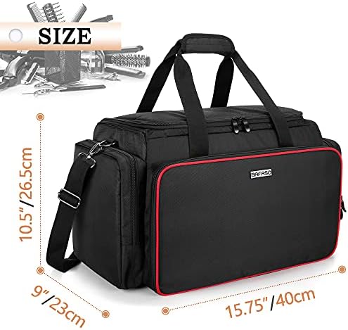 BAFASO mobile barber bag being carried comfortably via the reinforced top handle and adjustable shoulder strap