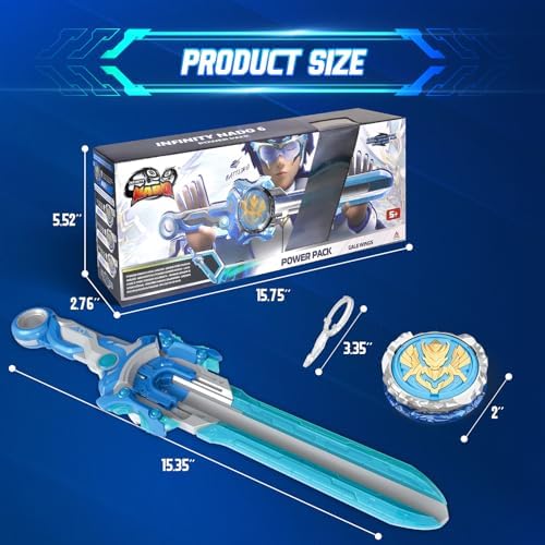 Action shot of the Infinity Nado sword launcher used in a battle