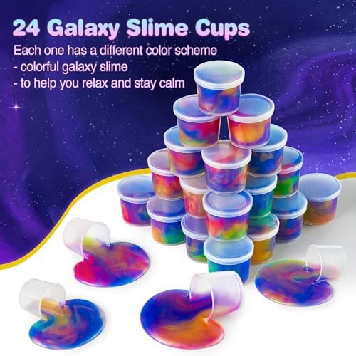 Vibrant three color mixed galaxy slime being stretched by a child.