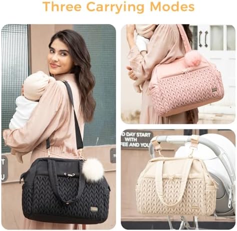 Lukjojo Asha Diaper Bag Tote side angle showing compartments