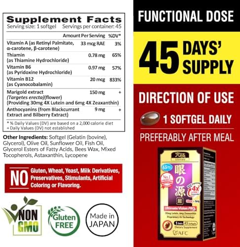 AFC Japan Ultimate Vision Pro supplement bottle showing 45 softgels count
